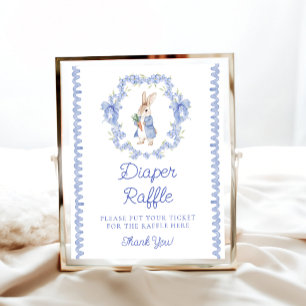 Affiche Cute Peter Rabbit Baby shower Déchets Raffle