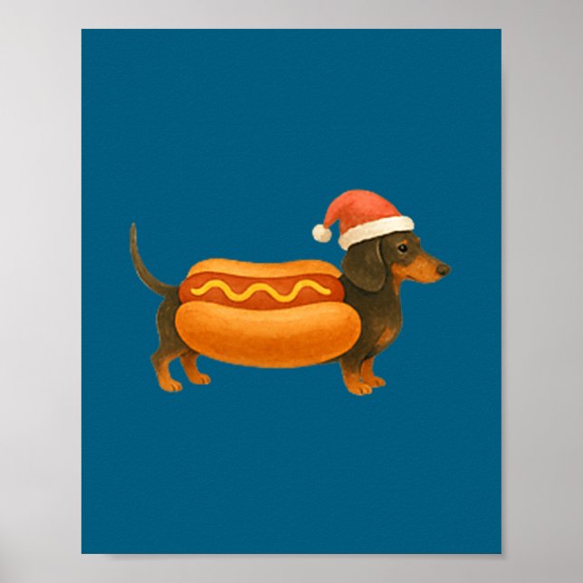 Affiche Cute Petite Christmas Funny Hot Dog Dachshund  (Devant)