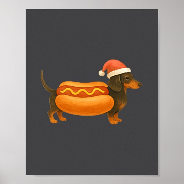 Affiche Cute Petite Christmas Funny Hot Dog Dachshund Prem (Devant)