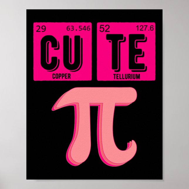 Affiche Cute Pie Pi Jour Cutie Math Table Périodique Pink  (Devant)