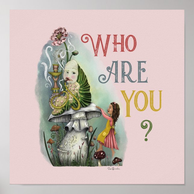 Affiche Cute Pink Caterpillar à Alice au Pays des merveill (Devant)