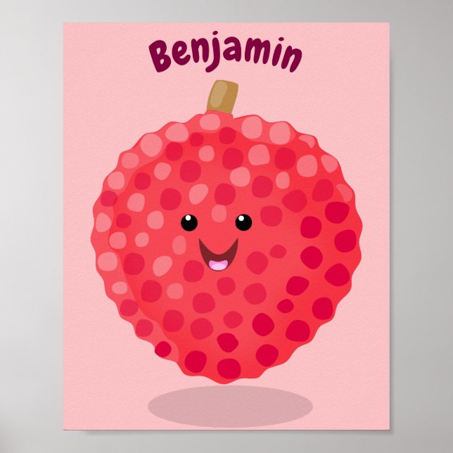Affiche Cute pink lychee cartoon illustration (Devant)