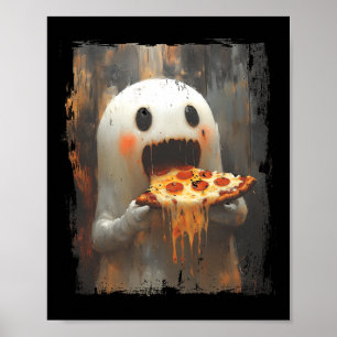 Affiche Cute Pizza Ghost Manger Pizza Funny Halloween Nour