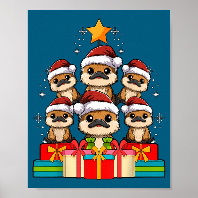 Affiche Cute Platypus Le Christmas Tree Xmas Hat  (Devant)