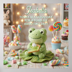 Affiche Cute Plush Grenouille tenant une Tarte au Citron V