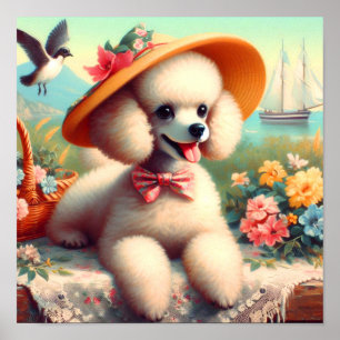 Affiche Cute Poodle peinture Vintage
