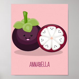 Affiche Cute purple mangosteen cartoon illustration