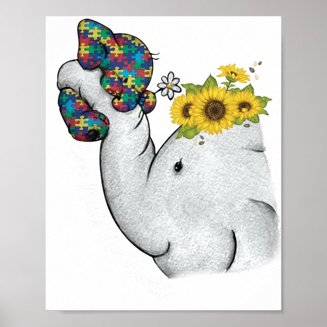 Affiche Cute Puzzle Elephant Maman Sensibilisation sur l'a (Devant)