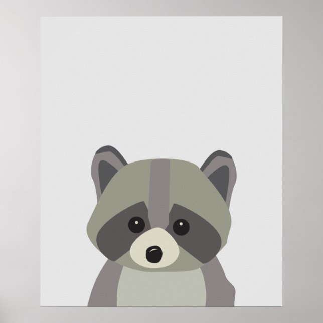 Affiche Cute Raccoon Neutral Nursery Art (Devant)