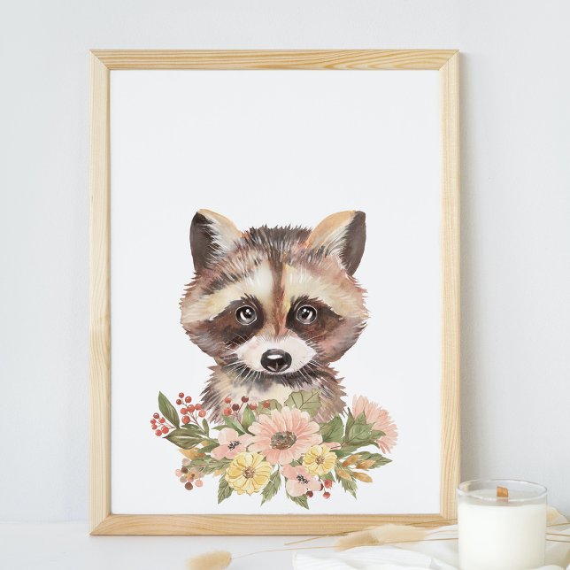 Affiche Cute Raccoon Nursery Wall Art Décor, Cadeau bébé (Créateur téléchargé)