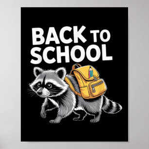 Affiche Cute Raccoon Retour À L'École Sac À Dos Enfants Am