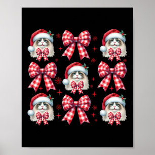 Affiche Cute Ragdoll Chat Rouge Plaid Coquette Bow Noël