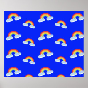 Affiche Cute Rainbow with Clouds Pattern