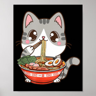 Affiche Cute Ramen Cat Kawaii Anime Japonais Food Boy Girl