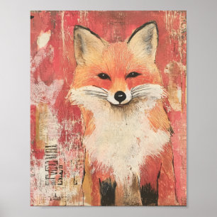 Affiche Cute Red Fox Mixte Media