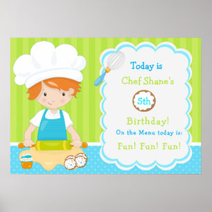 Affiche Cute Red Hair Boy Baking Anniversaire