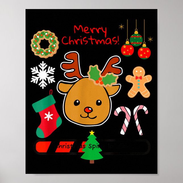 Affiche Cute Reindeer Christmas Cartoon Holiday Festive Ar (Devant)