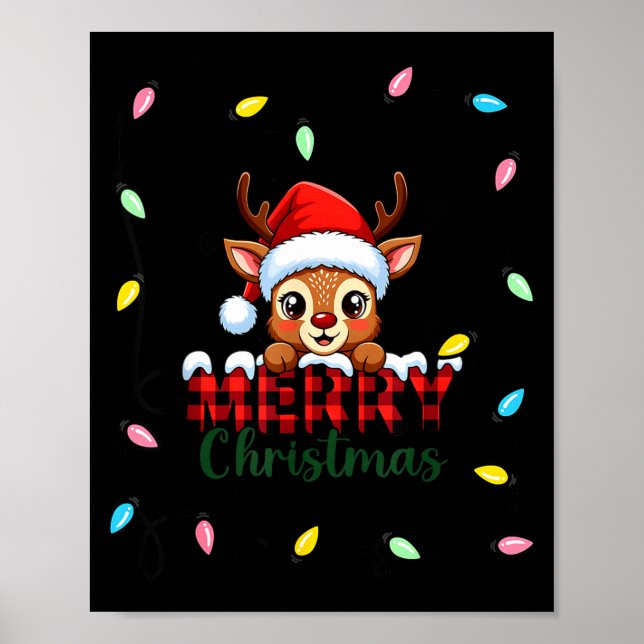 Affiche Cute Reindeer Merry Christmas Shirt –plaid Holiday (Devant)