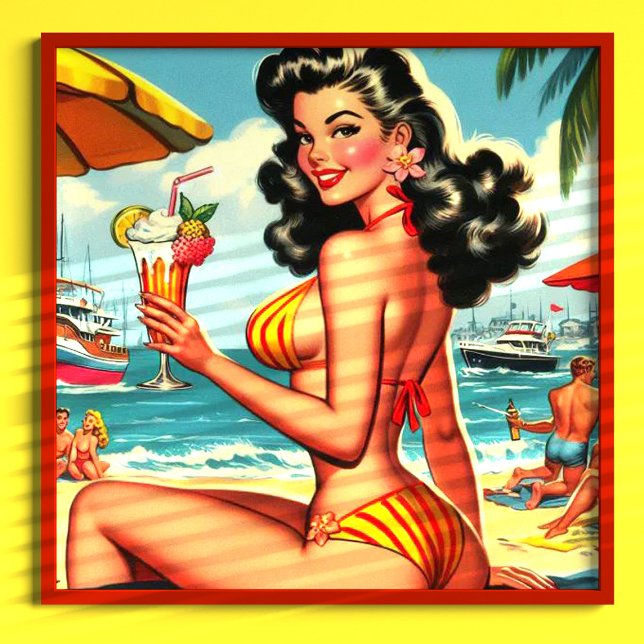 Affiche Cute Retro Bikini Girl (Créateur téléchargé)