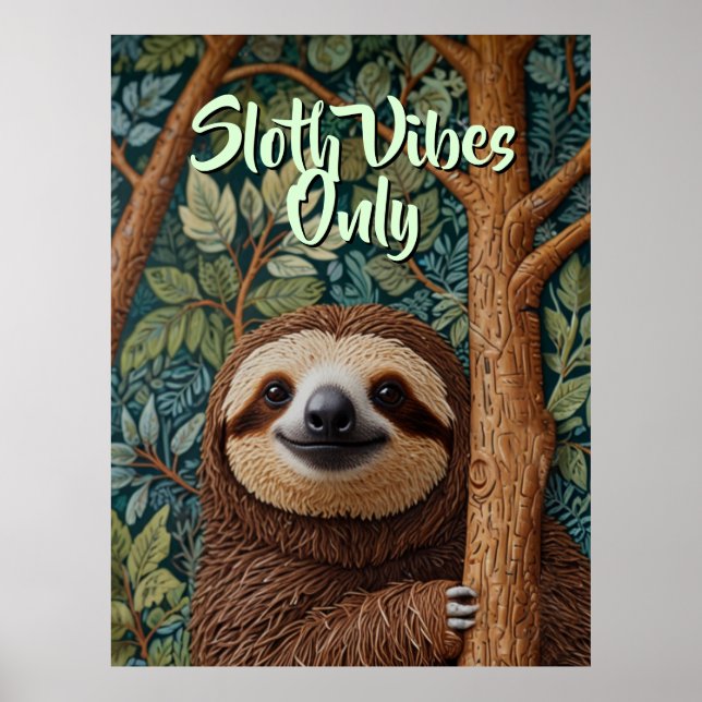 Affiche Cute retro boho Sloth Hang in there (Devant)