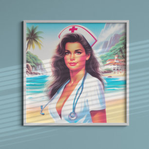 Affiche Cute Retro Nurse