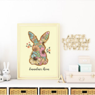 Affiche Cute Retro Rabbit Design Salle Enfants