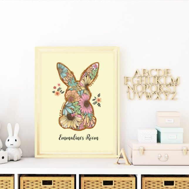 Affiche Cute Retro Rabbit Design Salle Enfants (Créateur téléchargé)