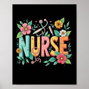 Affiche Cute Retro Super Infirmière Fleur Infirmière 0ct9j