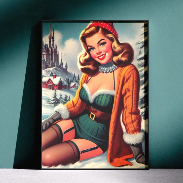 Affiche Cute Retro Winter Pin-up (Créateur téléchargé)
