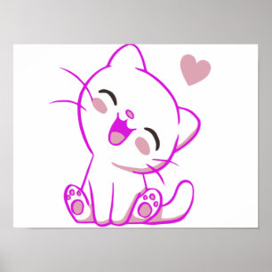 Affiche CUTE RIRE PETITE CUISINE Fuchsia