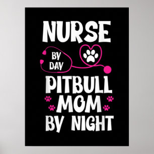 Affiche Cute RN Nurse Pit Bull Maman Paw Chien Puppy Lover