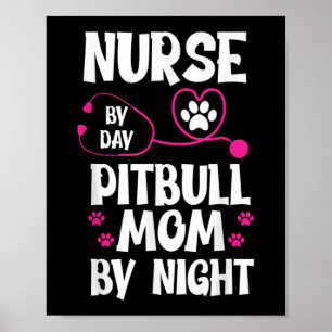 Affiche Cute RN Nurse Pit Bull Maman Paw Chien Puppy Lover