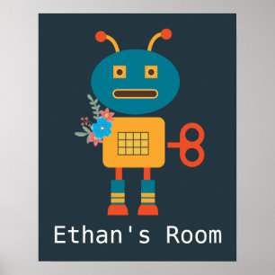 Affiche Cute robot children's room design