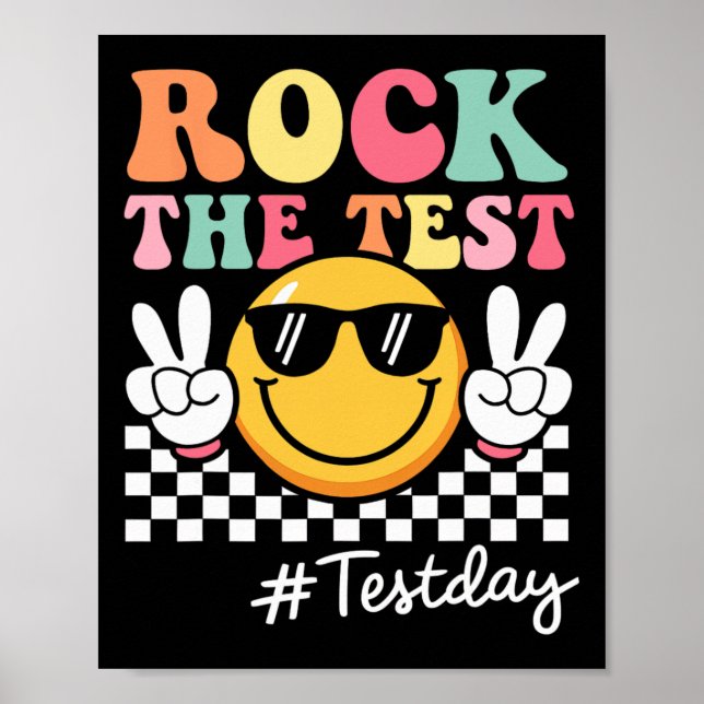 Affiche Cute Rock The Test Retro Smile Teacher Kids Testin (Devant)