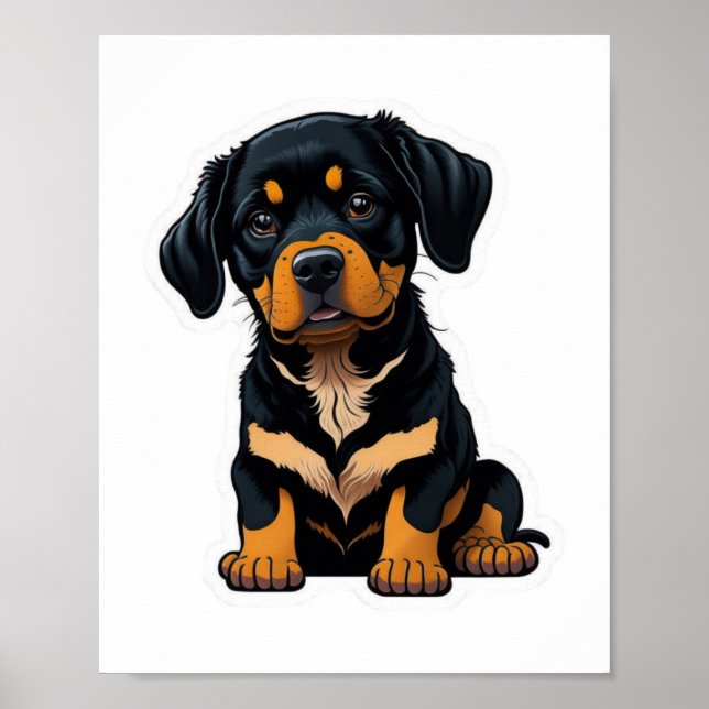 Affiche Cute Rottweiler - Cadeaux pour les propriétaires d (Devant)