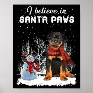 Affiche Cute Rottweiler Chien Noël Snowman Noël Pa