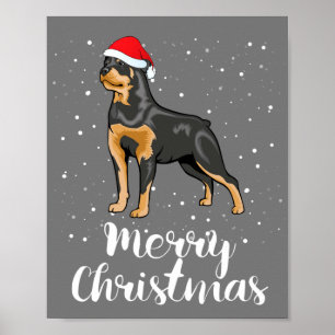 Affiche Cute Rottweiler Santa Hat Joyeux costume de Noël
