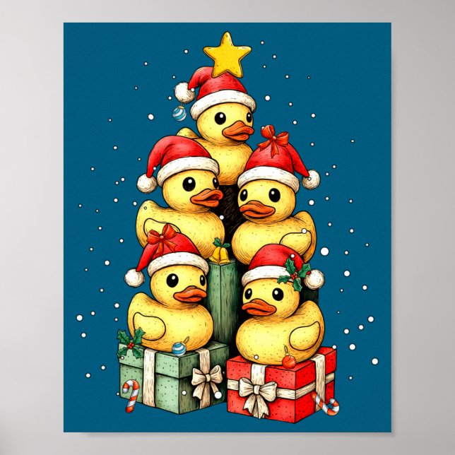 Affiche Cute Rubber Ducks Le Duckie Christmas Tree Xmas Ha (Devant)