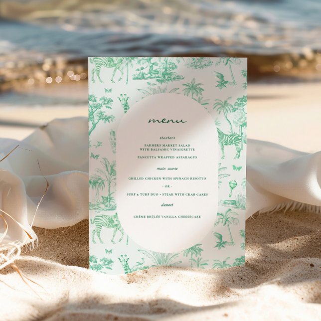 Affiche Cute Safari Toile de Jouy | Baby shower à la menth (Créateur téléchargé)