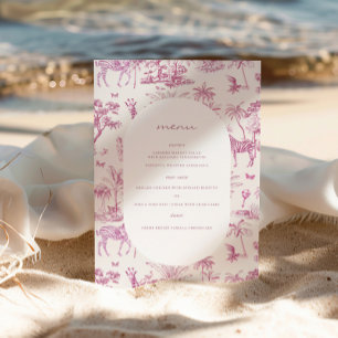 Affiche Cute Safari Toile de Jouy   Baby shower rose