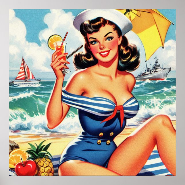 Affiche Cute Sailor Pin up (Devant)