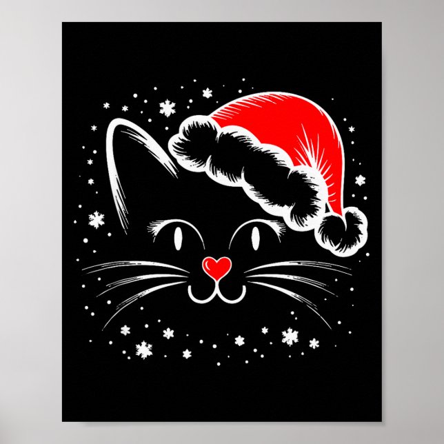Affiche Cute Santa Cat Lover Christmas Men Women Kids  (Devant)