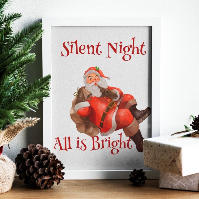 Affiche Cute Santa Claus winking Christmas Vintage (Créateur téléchargé)