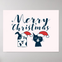 Cute Santa Dog & Cat Drawing | Merry Christmas