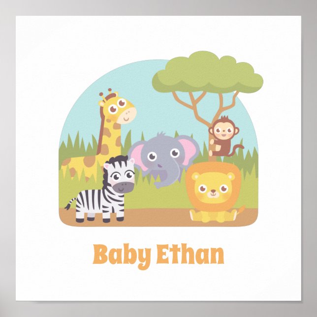 Affiche Cute Savannah Wild Animals (Devant)