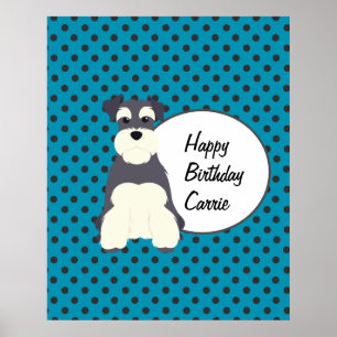 Affiche Cute Schnauzer et Pois Anniversaire