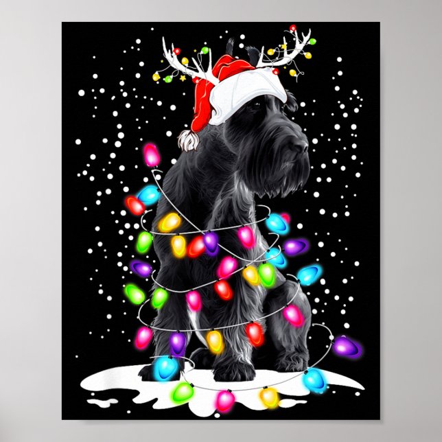 Affiche Cute Schnauzer With Christmas Lights  (Devant)