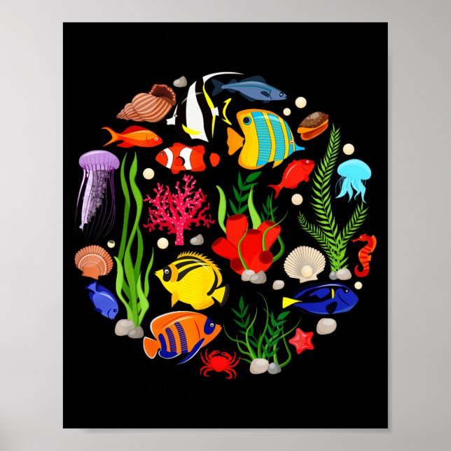Affiche Cute Sea Animal Oceans Clownfish Aquarium Toddler  (Devant)
