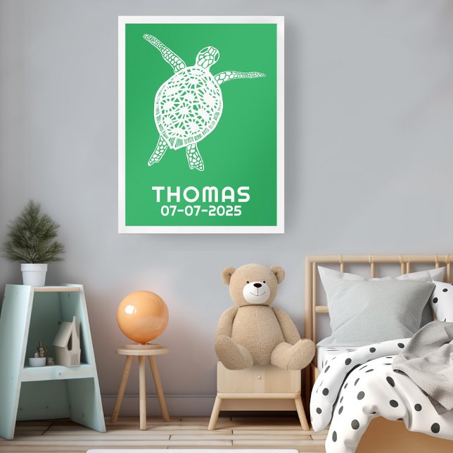 Affiche Cute Sea Turtle CUSTOM NOM DE BÉBÉ ANNIVERSAIRE Ar (Cute Sea Turtle CUSTOM BABY NAME BIRTHDAY Art Poster
Green Tortoise Ocean Eco Nature)