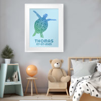 Cute Sea Turtle CUSTOM NOM DE BÉBÉ ANNIVERSAIRE Ar